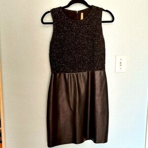 Bailey44 leather and light wool tweed sleeveless dress